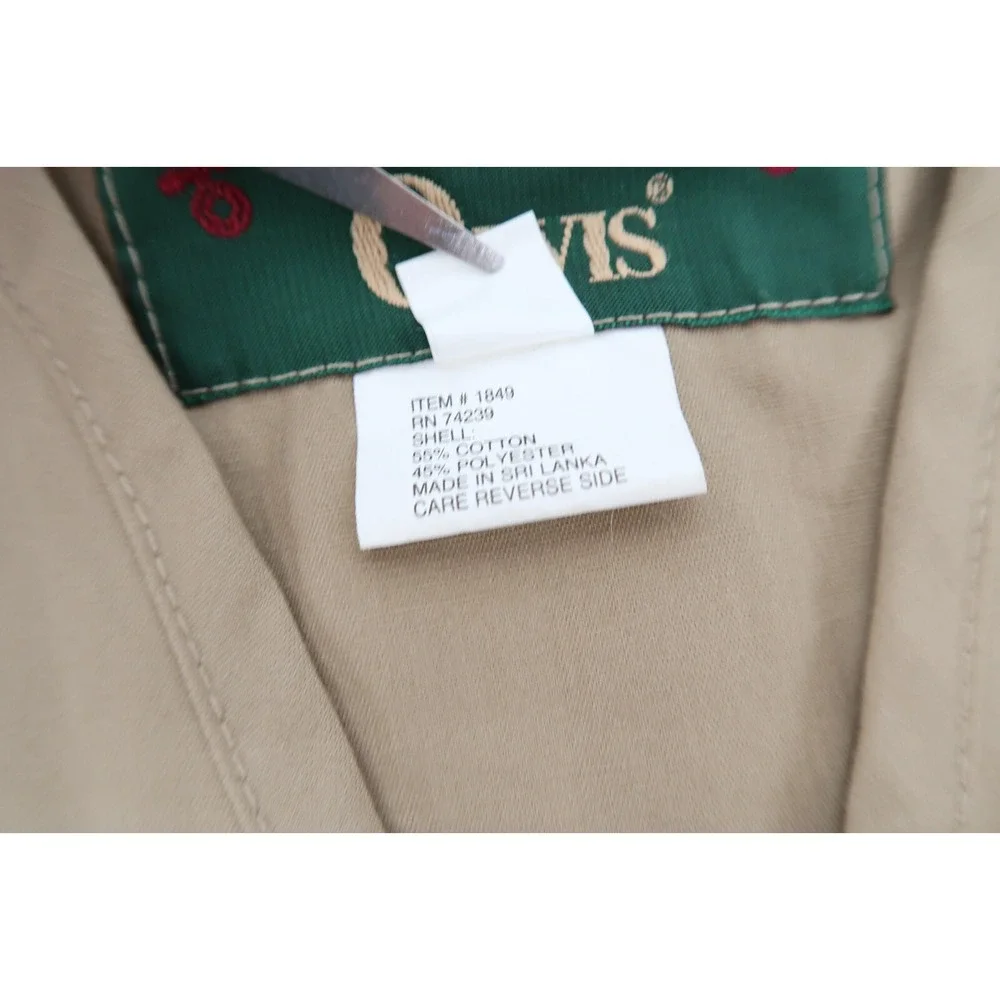 Orvis Mens Medium Fly Fishing Vest‎ Khaki Beige 7 Pocket Patch Full Zip Outdoor